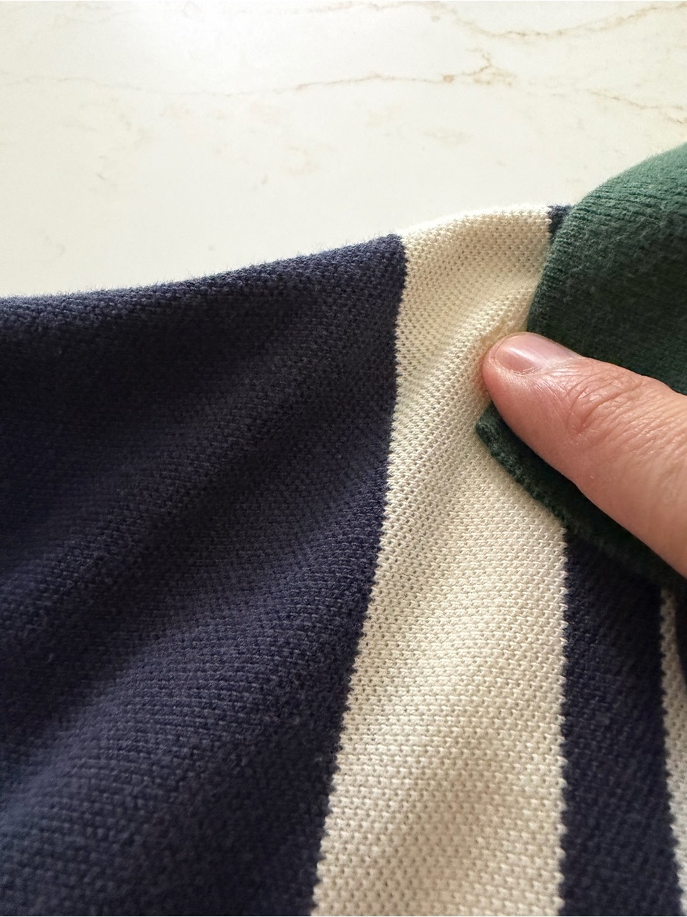 Vintage Tommy Hilfiger Vertical Stripe Polo in Navy, Green & Burgundy - Picture 8 of 8